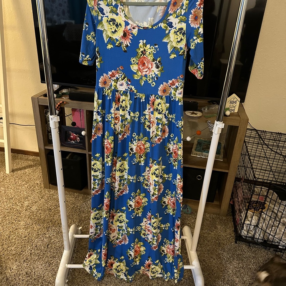 Floral Blue Maxi Dress